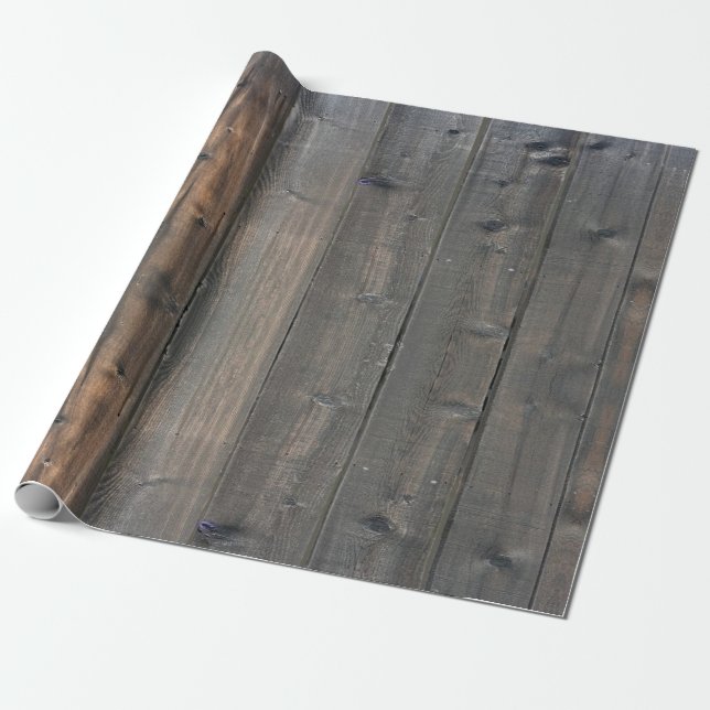 Weathered Redwood Fence Closeup Photo Image Print Wrapping Paper (Unrolled)