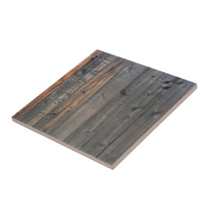 Weathered Redwood Fence Photo Image Print  Ceramic Tile