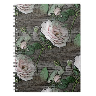 Weathered Roses on Wood Notebook