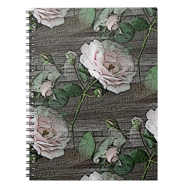Weathered Roses on Wood Notebook (Front)