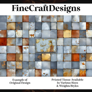 Weathered Rust Patina Mosaic Tiles H6 Decoupage Tissue Paper