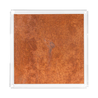 Weathered rusted metal: orange-red texture. acrylic tray