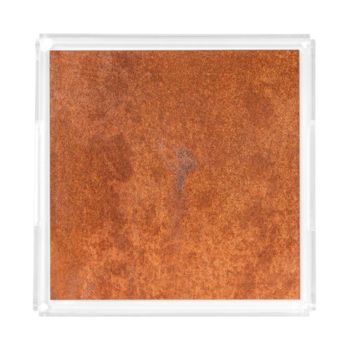 Weathered rusted metal orange_red texture acrylic tray