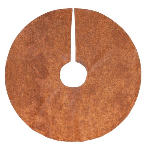Weathered rusted metal orange_red texture brushed polyester tree skirt