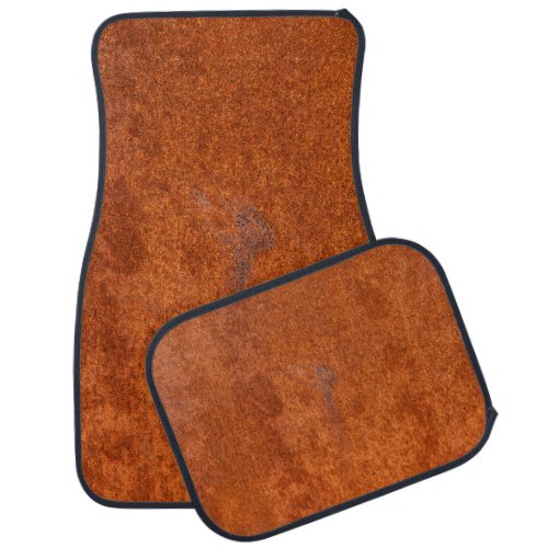 Weathered rusted metal orange_red texture car floor mat