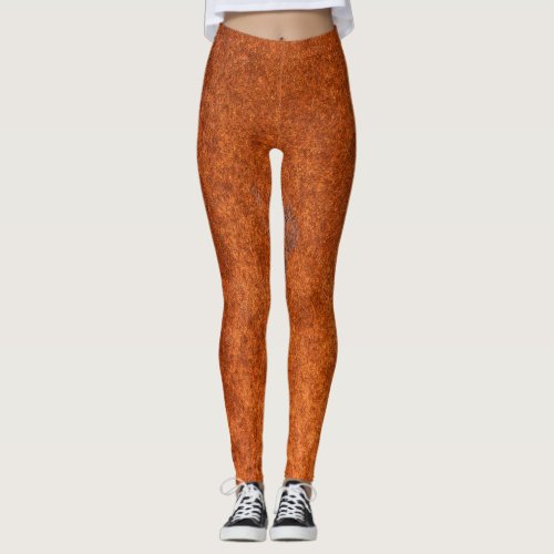 Weathered rusted metal orange_red texture leggings