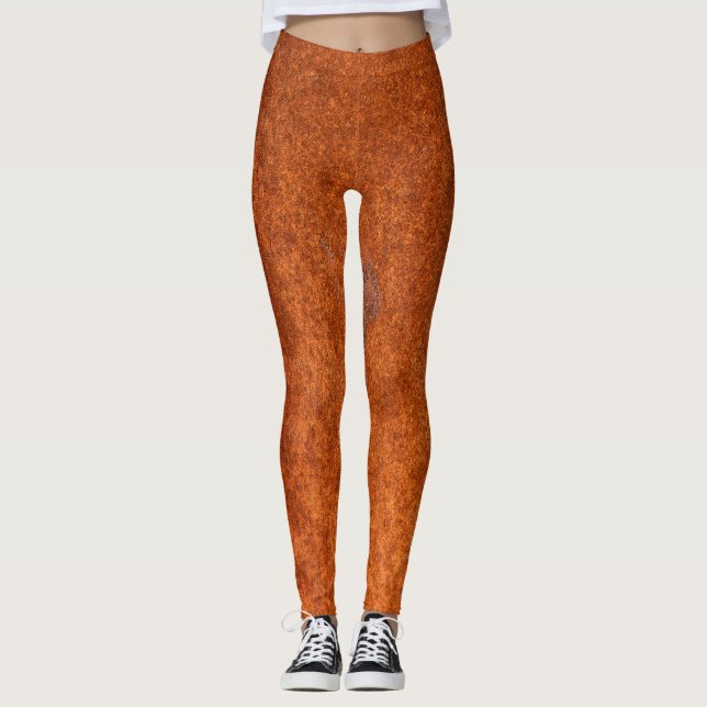 Weathered rusted metal: orange-red texture. leggings (Front)