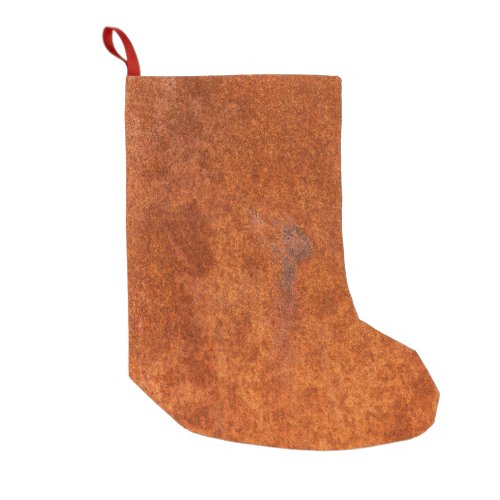 Weathered rusted metal orange_red texture small christmas stocking