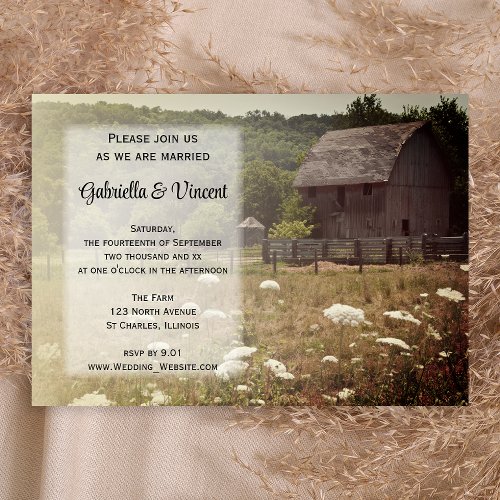 Weathered Rustic Barn Country Wedding Invitation
