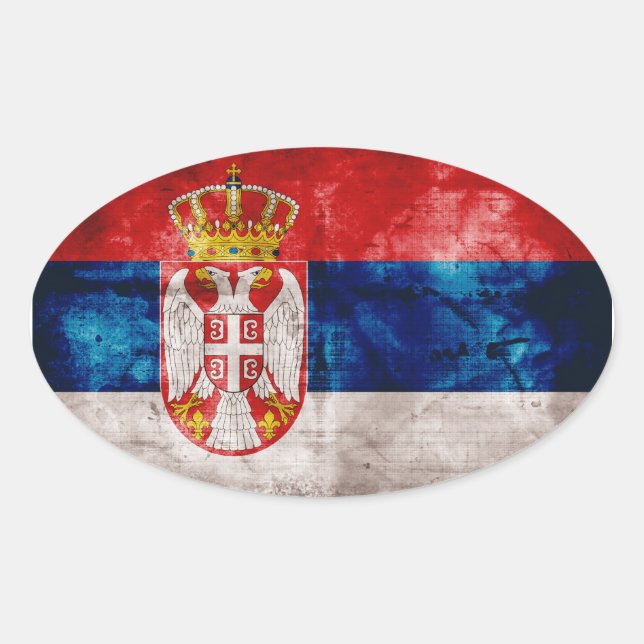 Weathered Serbia Flag Oval Sticker (Front)