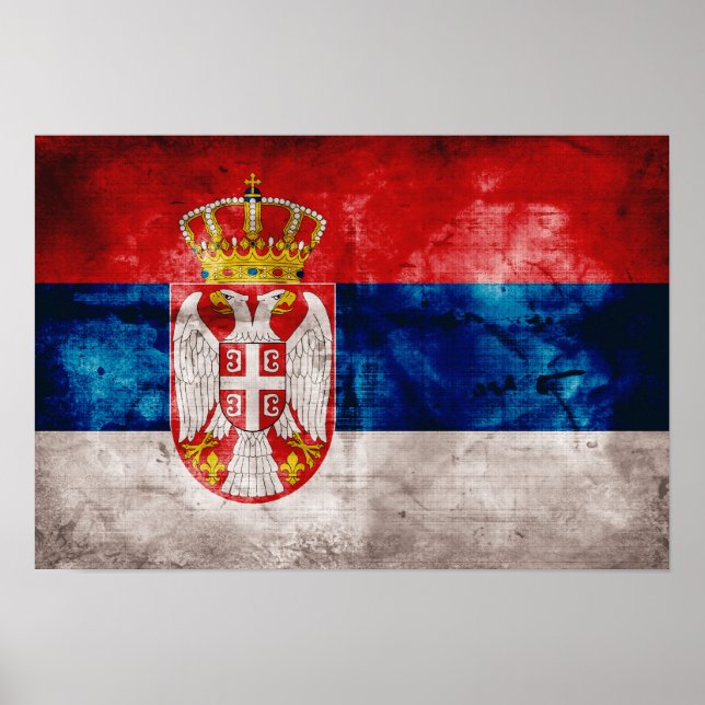Weathered Serbia Flag Poster (Front)