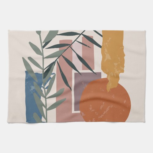 Weathered Shapes And Stalks Kitchen Towel