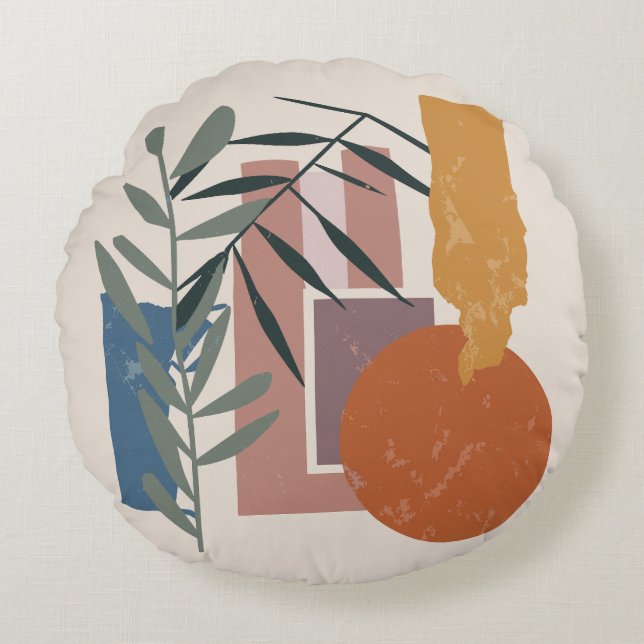 Weathered Shapes And Stalks Round Pillow (Front)