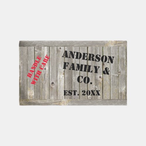 Weathered Silver Wood Crate Personalized Outdoor Rug
