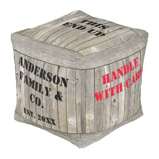 Weathered Silver Wood Crate Personalized Pouf