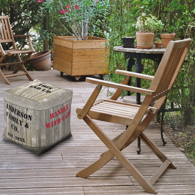 Weathered Silver Wood Crate Personalized Pouf (Creator Uploaded)