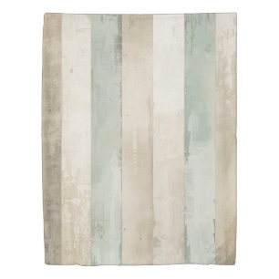 Weathered Soft Blue Tan Brown White Rustic Stripe Duvet Cover