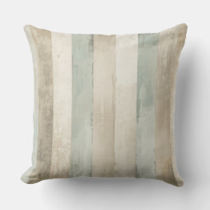 Weathered Soft Blue Tan Brown White Rustic Stripe Outdoor Pillow