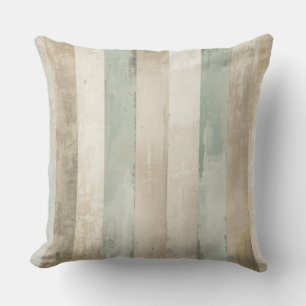 Weathered Soft Blue Tan Brown White Rustic Stripe Throw Pillow