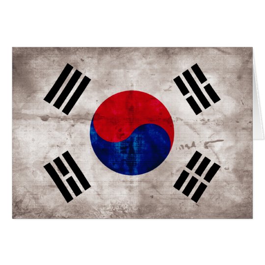 Weathered South Korean Flag Card