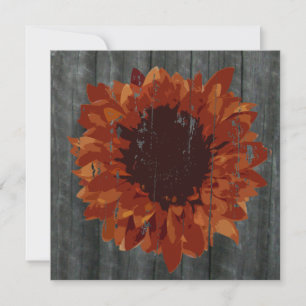 Weathered Sunflower & Barn Fall Wedding Invitation