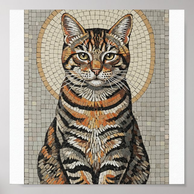 Weathered Tabby Cat Mosaic Poster (Front)