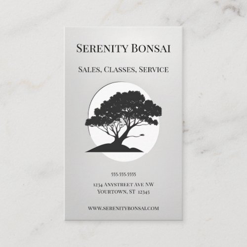 Weathered Tree Silhouette in White Circle Business Card