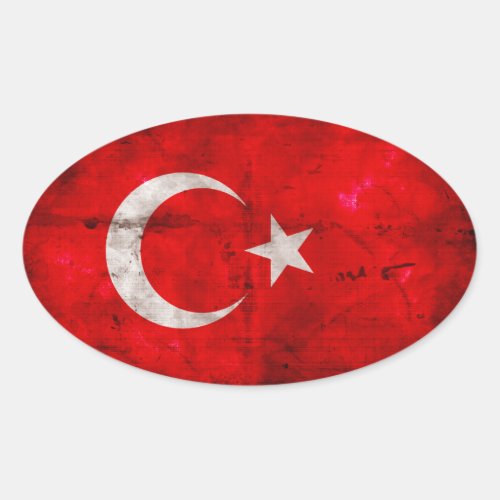 Weathered Turkey Flag Oval Sticker
