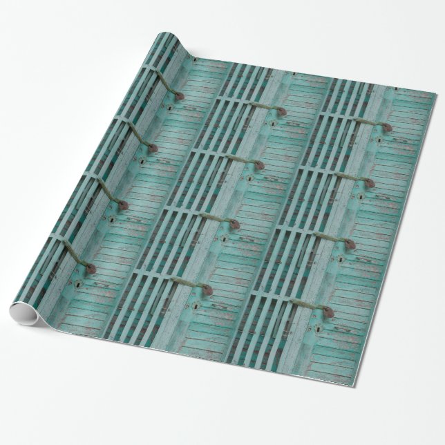 Weathered Turqouise Door Wrapping Paper (Unrolled)