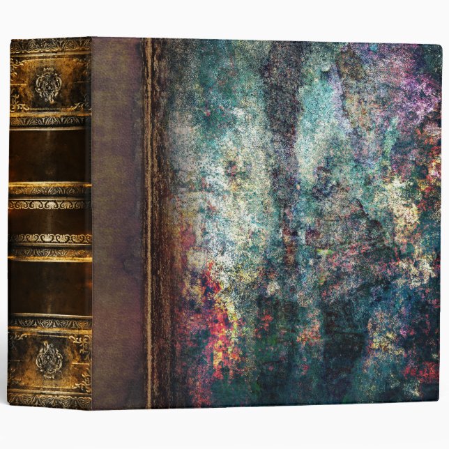 Weathered Turquoise Grunge Ancient Tome 3 Ring Binder (Front/Spine)