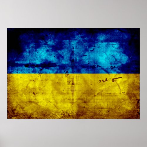 Weathered Ukraine Flag Poster