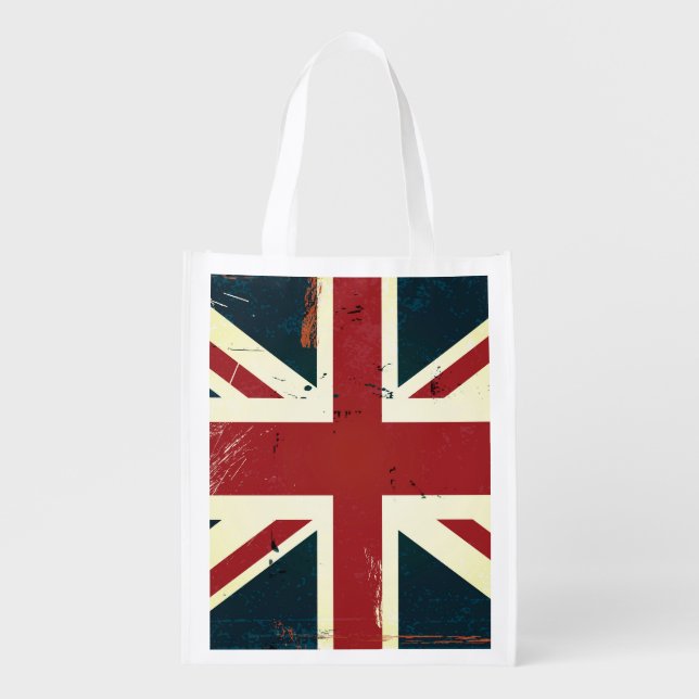 Weathered Union Jack Reusable Grocery Bag (Front)
