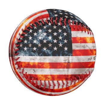 Weathered Vintage American Flag Baseball by electrosky at Zazzle