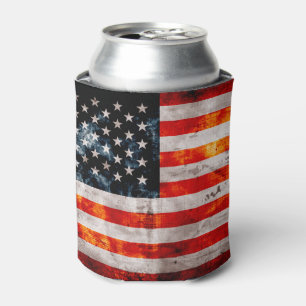 Weathered Vintage American Flag Can Cooler