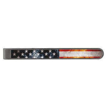 Weathered Vintage American Flag Gunmetal Finish Tie Bar by electrosky at Zazzle
