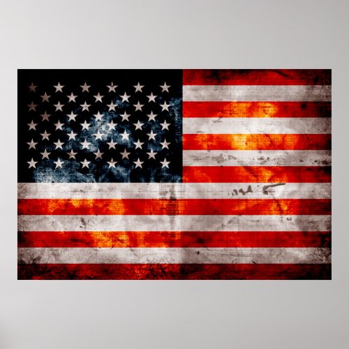 Weathered Vintage American Flag Poster