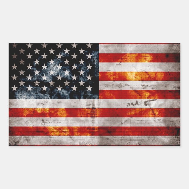 Weathered Vintage American Flag Rectangular Sticker (Front)