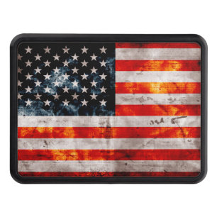 Weathered Vintage American Flag Trailer Hitch Cover