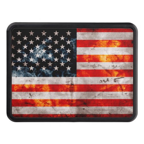 Weathered Vintage American Flag Trailer Hitch Cover