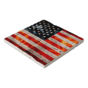 Weathered Vintage American Flag Trivet