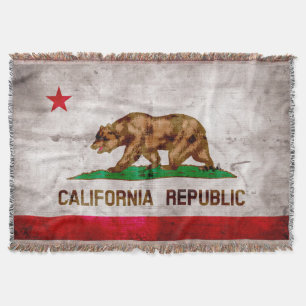 Weathered Vintage California State Flag Throw Blanket