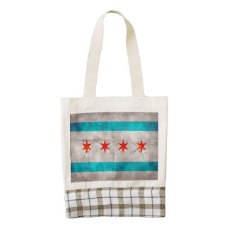 Weathered Vintage Chicago State Flag Zazzle HEART Tote Bag