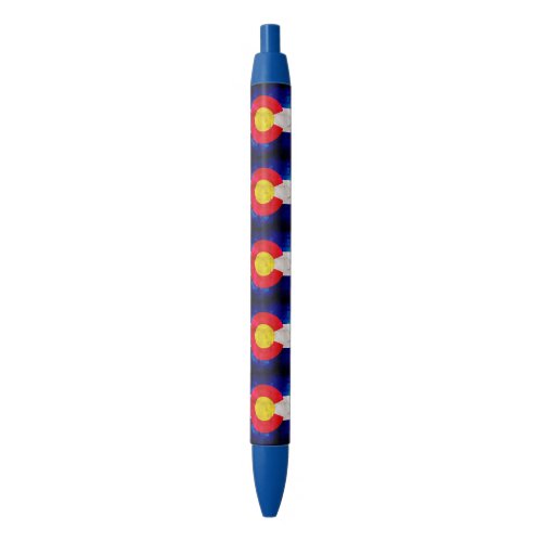 Weathered Vintage Colorado State Flag Blue Ink Pen