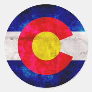 Weathered Vintage Colorado State Flag Classic Round Sticker