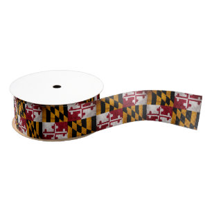 Weathered Vintage Maryland State Flag Grosgrain Ribbon