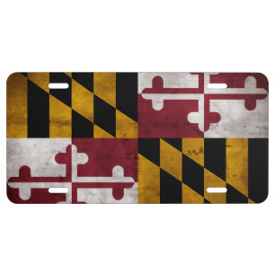 Weathered Vintage Maryland State Flag License Plate