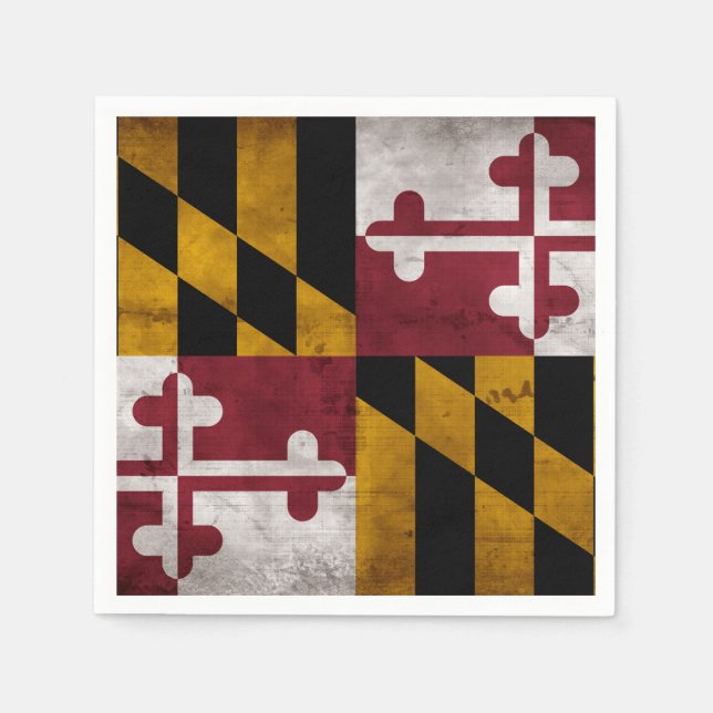Weathered Vintage Maryland State Flag Paper Napkins (Front)