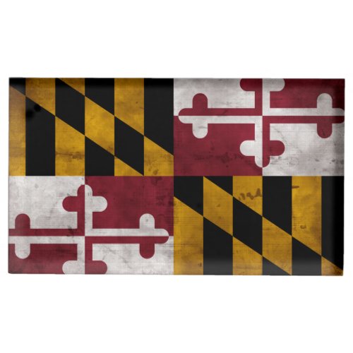 Weathered Vintage Maryland State Flag Table Card Holder