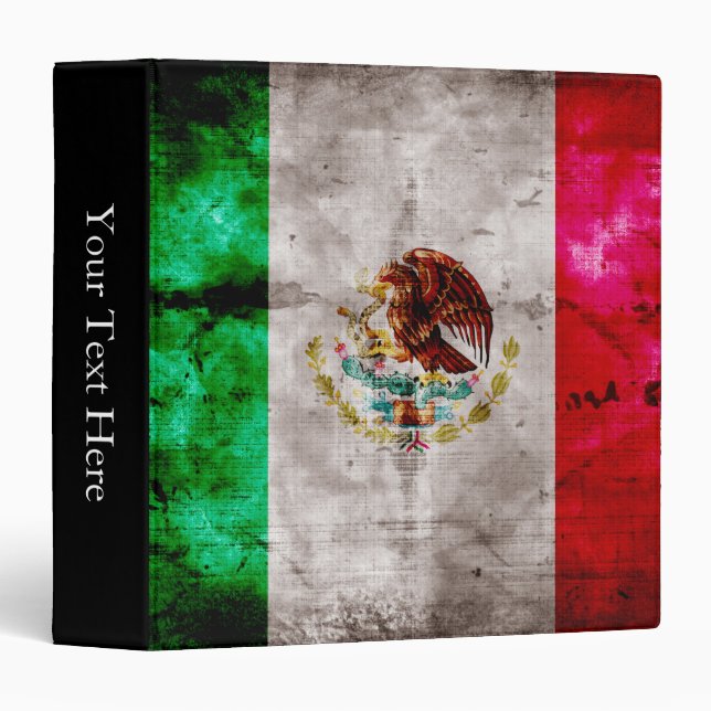 Weathered Vintage Mexico Flag Binder (Front/Spine)