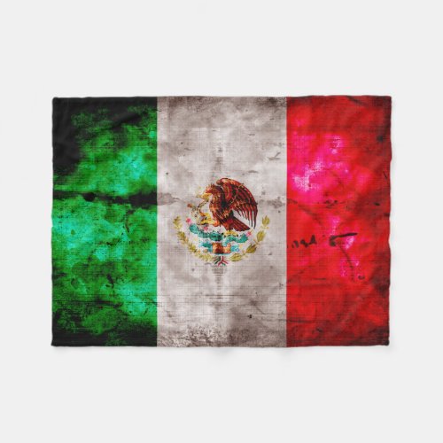 Weathered Vintage Mexico Flag Fleece Blanket